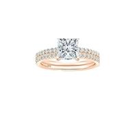 Epinki Anelli Argento Donna 925, Set di 2 Anelli 7X7mm 2ct Taglio Principessa Zirconi Oro Rosa Fedina Gioielli Misura 8