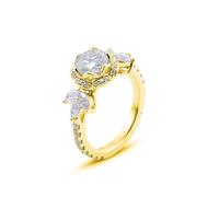 Epinki Anelli da Donna Oro 585 Forma di Fiore con Moissanite da 1ct Anelli per Fidanzamento Gioielli Taglia 26