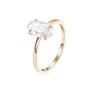 Epinki Anelli Donna Fascia Oro 750 Moissanite Ovale Semplice Solitario a 4 Punte da 5.5x10mm Anelli Misura 26