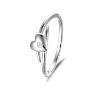 Epinki Anelli Donna Fascia Oro Bianco 9k Cuore con Design Intrecciato e Moissanite Rotonda Anelli Fidanzamento Taglia 9