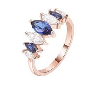 Epinki Anelli Donna Oro Rosa 14k 585 Zaffiro Laboratorio e Moissanite Fede Anelli Gioielli con Pietra Taglia 12