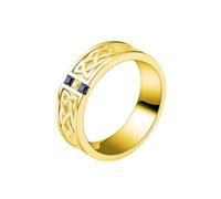 Epinki Anelli Fidanzamento Uomo Oro 750 Nodo Celtico con Moissanite Quadrata e Zaffiro Laboratorio Anelli Anniversario Misura 21