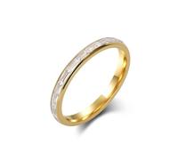 Epinki Anelli in Acciaio Inossidabile per Donna 2mm, Semplice Sottile con Zirconi Rettangolari Bianchi Oro Anello Promessa Misura 17