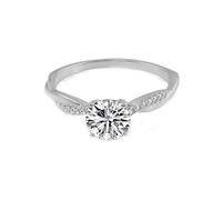 Epinki Anelli Nuziali Donna Oro Bianco 14 Carati Elegante Moissanite Rotonda da 1ct a 4 Punte Intrecciato Anello Gioielli Misura 26