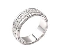 Epinki Anelli per Uomo Oro Bianco 585 con Moissanite a Doppia di Lusso Anelli di Matrimonio Gioielli Misura 26