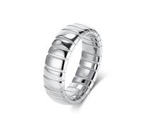 Epinki Anello Acciaio Inossidabile per Donna 7mm, Design del Segmento in Stile Serpente Argento Anelli da Fidanzamento Taglia 20