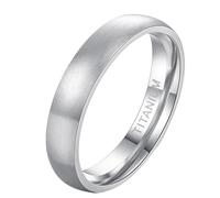 Epinki Anello Anniversario in Titanio per Donna e Uomo 4mm, Design a Cupola Spazzolato Argento Anello Compleanno Taglia 26