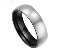Epinki Anello Anniversario in Titanio per Donna e Uomo 6mm/8mm, Spazzolato Bicolore con Scanalatura Anelli Taglia 13-35