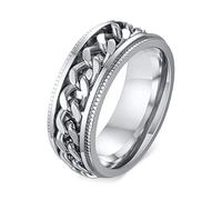 Epinki Anello Anti Ansia, 8MM Catena ad Anello Rotante Argento per Uomo Acciaio Inossidabile Anello Antistress Misura 20