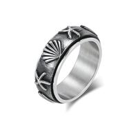 Epinki Anello Antistress in Acciaio Inossidabile per Uomo 8mm, Rotante a Forma di Stella Marina Vintage Anello Girevole Gioielli Anti Ansia Taglia 12-30