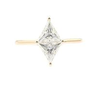 Epinki Anello Donna Fascia Oro Giallo 9k con Moissanite a Doppio Triangolo Anelli Fede Gioielli con Pietra Taglia 8