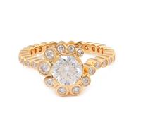 Epinki Anello Donna Fedina Oro Giallo 14k 585 Elegante Fiore 1ct Moissanite Rotonda Anello Gioielli Misura 26