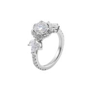 Epinki Anello Donna Oro Bianco 14k 585 Forma di Fiore con Moissanite da 1ct Anello Fedina Gioielli Taglia 26