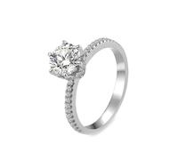 Epinki Anello Donna Oro Bianco 585 Moissanite Rotonda a 6 Punte da 0.7ct Anelli Fede Gioielli con Pietra Taglia 26
