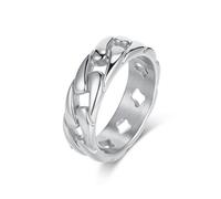Epinki Anello Fascia Uomo in Acciaio Inossidabile 7mm, Forma della Catena a Maglie Strette Argento Fede Anello Misura 30
