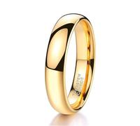 Epinki Anello Matrimonio in Tungsteno per Donna e Uomo 4mm, Design a Cupola Lucido Oro Anello Anniversario Fidanzamento Taglia 26