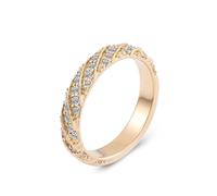 Epinki Anello per Donna Oro 585 Moissanite Rotonda a File Semplici Anello Anniversario Gioielli con Pietra Misura 26
