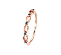 Epinki Anello per Donna Oro Rosa 9kt Zaffiro blu rotondo Anelli di Matrimonio Gioielli con Pietra Taglia 11