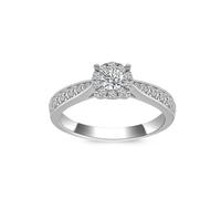 Epinki Anello per Lei Argento 925 Elegante Moissanite Rotonda a 4 Punte Halo Fiore Anello Matrimonio Donna Misura 26
