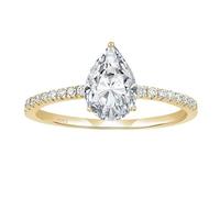 Epinki Anello per Lei in Argento 925, Elegante Zirconi a Goccia da 6X9mm e 1.5 ct Oro Anelli Matrimonio Donna Misura 7
