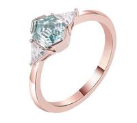 Epinki Anello per Matrimonio Donna Oro Rosa 585 Forma Geometrica con Tormalina Paraíba da 3ct e Moissanite Anello Anniversario Taglia 14