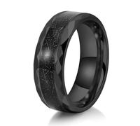 Epinki Anello Uomo 8mm Bordo del Rombo con Intarsio di Filo Nero | Acciaio Inossidabile, Gioielli Anelli da Fidanzamento Fedi Nuziali