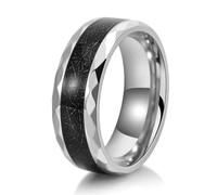 Epinki Anello Uomo 8mm Bordo del Rombo con Intarsio di Filo Nero | Acciaio Inossidabile, Gioielli Anelli da Fidanzamento Fedi Nuziali