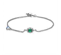 Epinki Bracciale per Donna in Oro Bianco 18K Smeraldo 0.31ct Verde Ovale Fiore Catena 19CM