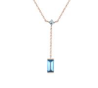 Epinki Ciondolo Pendente Donna Oro Rosa 585 Collana a Y con Topazio Rettangolare Gioielli con Pietra 45cm