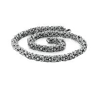 Epinki Collana Catena Argento 45 CM, Catena Bizantina a Maglie a Scatola 6MM Gioielli di Moda in Acciaio Inossidabile per Uomo