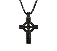 Epinki Collana Uomo Acciaio Inossidabile Vintage Croce Nodo Celtico Nero Gioielli Ciondolo 60 CM