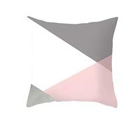 Epinki Federa Cuscino 40 x 40 Letto, Copricuscini Divano Triangolo Geometrico Federe Cuscino per Divano Poliestere, Bianco Rosa Grigio