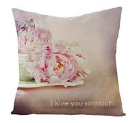 Epinki Federe 40x40 Divano, Federe Cuscini Divano Fiore di Rosa I Love You So Much Fodera Cuscino Lino, Rosa