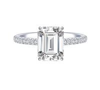 Epinki Gioielli Anelli Donna Oro Bianco 18k 750 Elegante Moissanite Rettangolare a 4 Punte da 1ct Anelli Misura 26