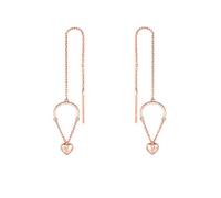 Epinki Orecchini da Donna Oro Rosa 9 Carati Catena Lunga con Filo Cuore Spezzato e Moissanite Orecchini a Filo