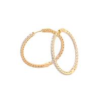 Epinki Orecchini Donna Oro 18K 750 Elegante Cerchio Grande da 40mm con Moissanite Rotonda Orecchini a Cerchio