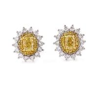 Epinki Orecchini Donna Oro Bianco e Oro Rosa 9K/14K/18K Fiore con Moissanite Ovale da 1ct/2ct Orecchini Gioielli