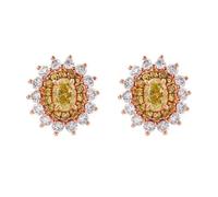 Epinki Orecchini Donna Oro Bianco e Oro Rosa 9K/14K/18K Fiore con Moissanite Ovale da 1ct/2ct Orecchini Gioielli