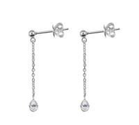 Epinki Orecchini Eleganti Donna Oro Bianco 18k 750 Nappa Lunga con Moissanite a Goccia da 1ct Orecchini Pendenti