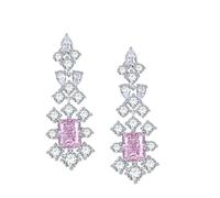 Epinki Orecchini Lunghi Pendenti Donna Argento 925 Fiore con Zircone Rettangolare 7x9mm Orecchini Gioielli