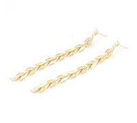 Epinki Orecchini Pendenti Lunghi Donna Oro Giallo 9k 375 Motivo a Spiga Lunga con Nappa e Moissanite Rotonda Orecchini