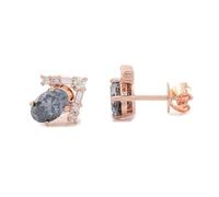 Epinki Orecchini Piercing Donna Oro Bianco e Oro Rosa 9K/14K/18K Moissanite Ovale Unica Orecchini Gioielli