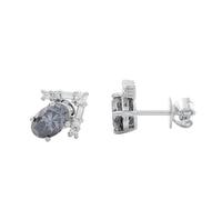 Epinki Orecchini Piercing Donna Oro Bianco e Oro Rosa 9K/14K/18K Moissanite Ovale Unica Orecchini Gioielli