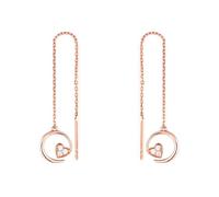 Epinki Orecchini Piercing Donna Oro Rosa 9 Carati Catena Lunga con Cuore Luna e Moissanite Rotonda Orecchini a Filo