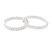 Epinki Orecchino Cerchio Piccoli Donna Oro Bianco 9 Carati Elegante Cerchio Grande da 40mm con Moissanite Rotonda Orecchini