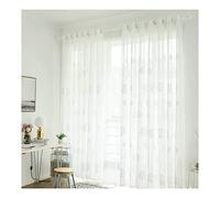 Epinki Tenda Trasparenti Ricamato Bianco Tenda Salotto 2 Pezzi in Cotone Lino con Occhielli 137 x 274 CM