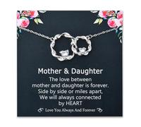EPIRORA Collana da donna, regalo per la festa della mamma, con cerchi in argento e zirconi cubici, regalo per mamma da figlia, madre e figlia, regalo di compleanno per lei
