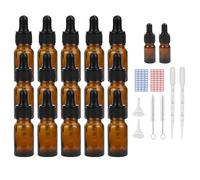 Episkey 15x10ml Flaconi bottiglie contagocce in vetro ambrato, Bottiglia a pipetta con imbuto ed etichetta per oli essenziali e altri liquidi, bottiglia in vetro con contagocce e 10 accessori