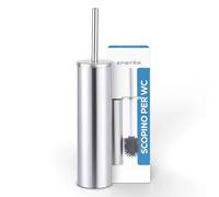 EPISTAR Scopino per WC in silicone con supporto - Acciaio inox - Ricambi disponibili - Altezza 45 cm - Spazzola WC in silicone con manico lungo