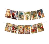 Epitome Festone vintage natalizio decorazioni Buon Natale Banner stile tradizionale Natale bandierine natalizie festa di Natale camino decorazione da parete per feste